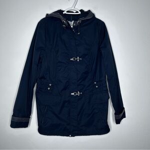 Eddie Bauer Navy Blue White Fisherman Outdoor Jacket Windbreaker Size Large